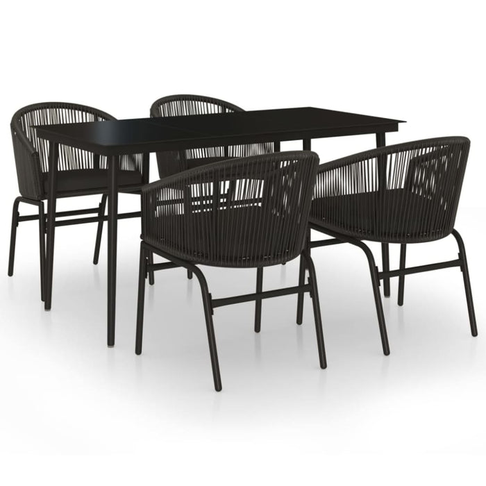 5 Piece Garden Dining Set Black Tbkkxao