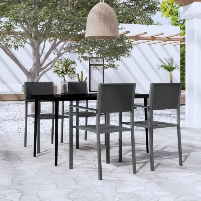 5 Piece Garden Dining Set Black Tbkkxii