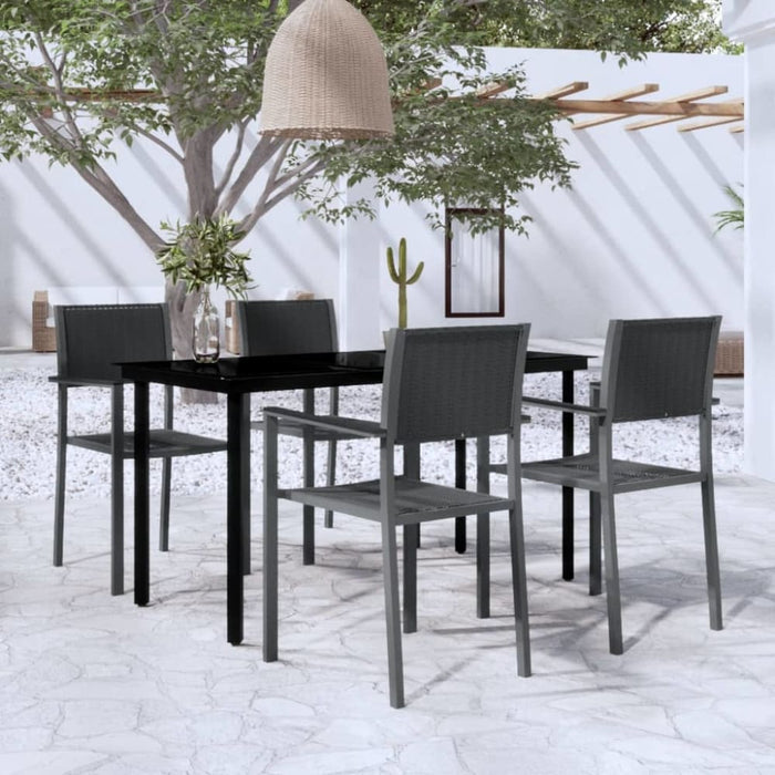 5 Piece Garden Dining Set Black Tbkkxlp