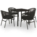 5 Piece Garden Dining Set Black Tbkkxxx