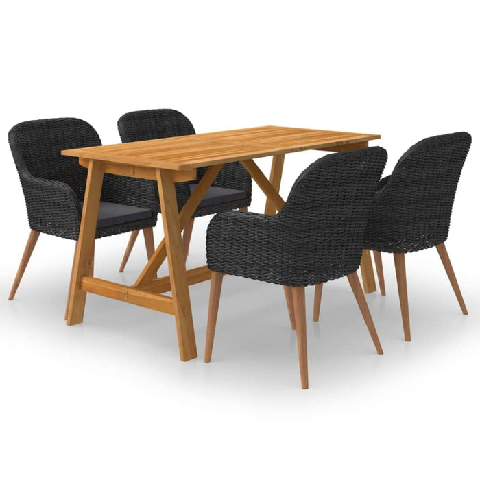 5 Piece Garden Dining Set Black Tblniit