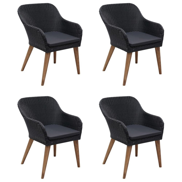 5 Piece Garden Dining Set Black Tblniit