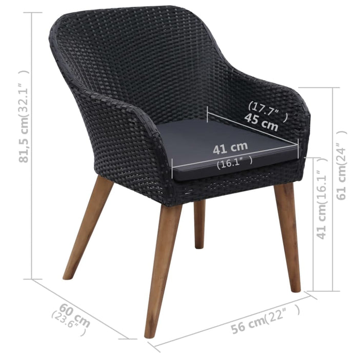 5 Piece Garden Dining Set Black Tblniit