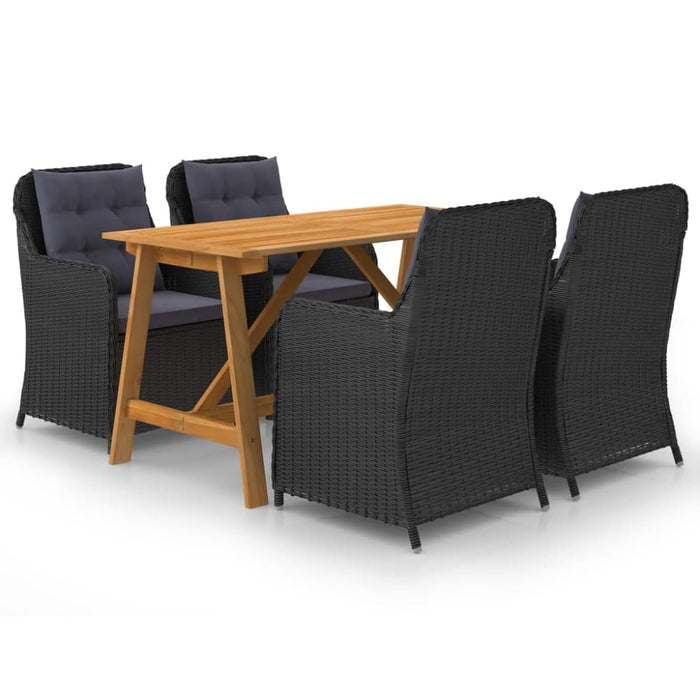 5 Piece Garden Dining Set Black Tblniix