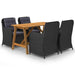 5 Piece Garden Dining Set Black Tblniix