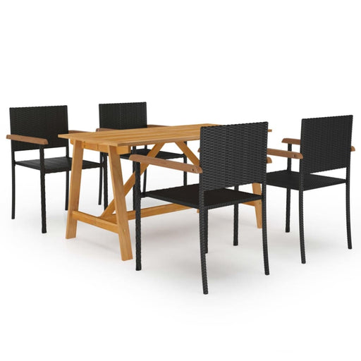 5 Piece Garden Dining Set Black Tblnila