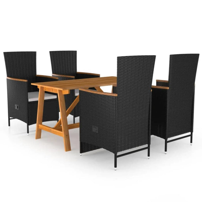 5 Piece Garden Dining Set Black Tblnilb
