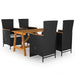 5 Piece Garden Dining Set Black Tblnilb