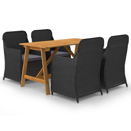 5 Piece Garden Dining Set Black Tblnilk