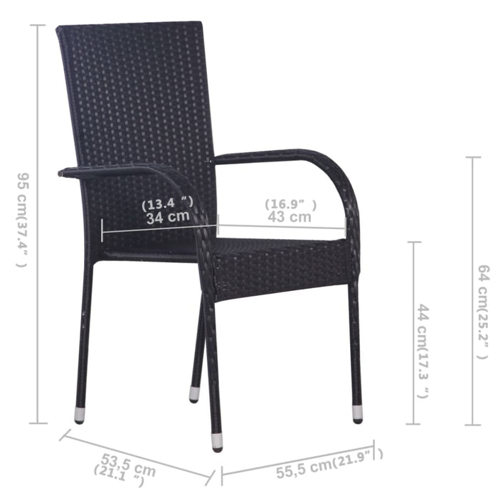 5 Piece Garden Dining Set Black Tblnipb