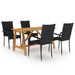 5 Piece Garden Dining Set Black Tblnipb