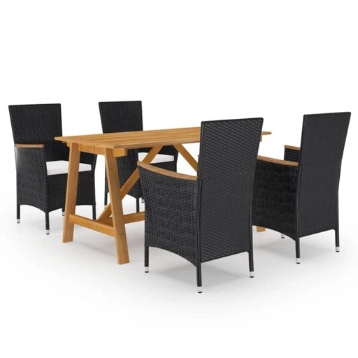 5 Piece Garden Dining Set Black Tblnitk