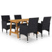 5 Piece Garden Dining Set Black Tblnitp