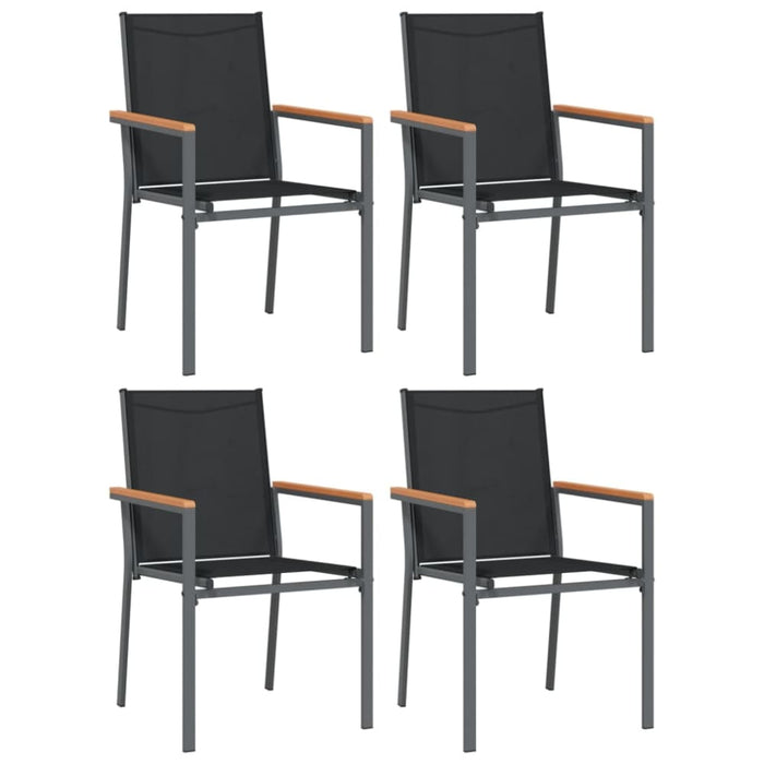 5 Piece Garden Dining Set Black Textilene And Steel Tonibap