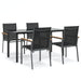 5 Piece Garden Dining Set Black Textilene And Steel Tonibap