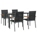 5 Piece Garden Dining Set Black Textilene And Steel Tonibat