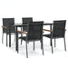 5 Piece Garden Dining Set Black Textilene And Steel Tonibat