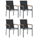 5 Piece Garden Dining Set Black Textilene And Steel Tonibat