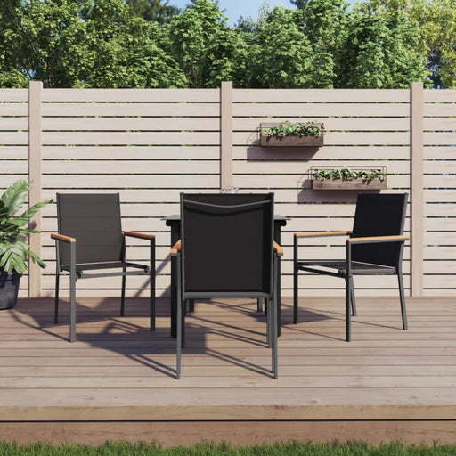 5 Piece Garden Dining Set Black Textilene And Steel Tonibax