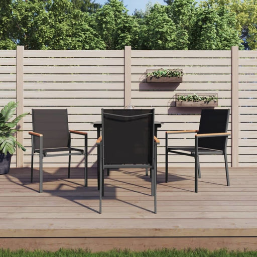 5 Piece Garden Dining Set Black Textilene And Steel Tonibta