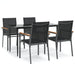 5 Piece Garden Dining Set Black Textilene And Steel Tonibtp