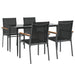 5 Piece Garden Dining Set Black Textilene And Steel Tonibtp