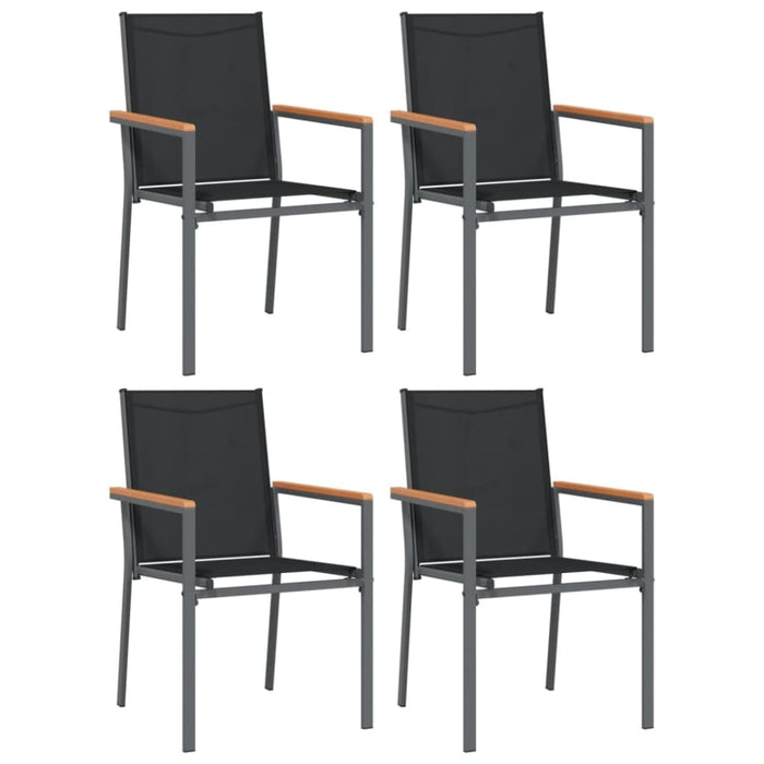 5 Piece Garden Dining Set Black Textilene And Steel Tonibtp