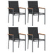 5 Piece Garden Dining Set Black Textilene And Steel Tonibtp