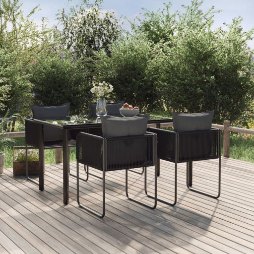 5 Piece Garden Dining Set Black Toplakl