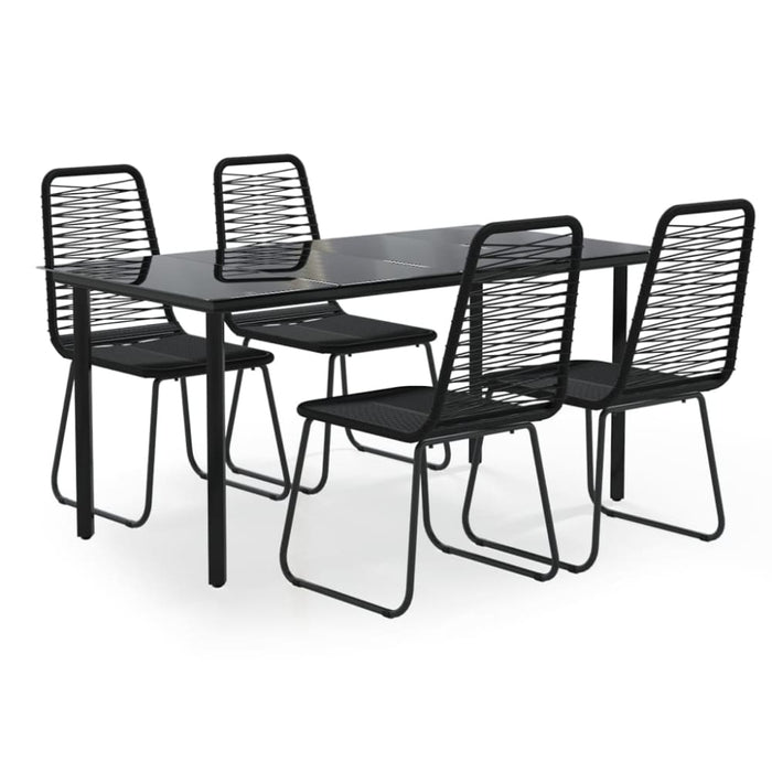 5 Piece Garden Dining Set Black Toplpba