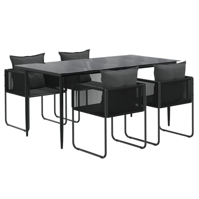 5 Piece Garden Dining Set Black Toplpbb
