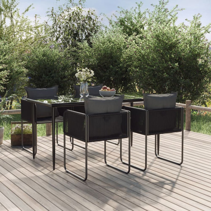 5 Piece Garden Dining Set Black Toplpbb