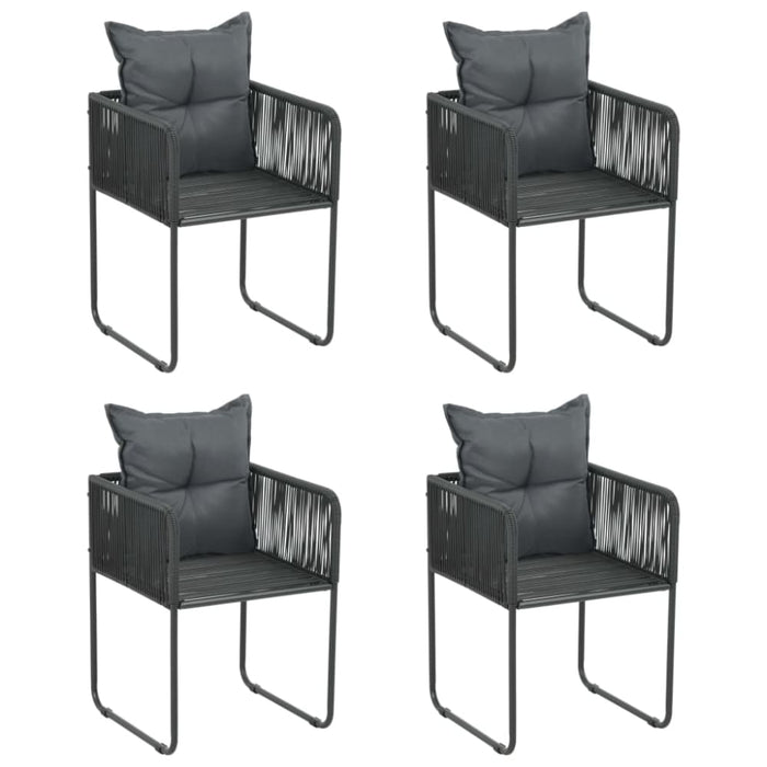 5 Piece Garden Dining Set Black Toplpbb