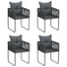 5 Piece Garden Dining Set Black Toplpbb