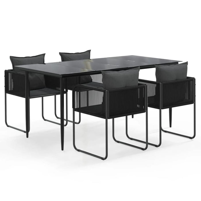 5 Piece Garden Dining Set Black Toplpbb