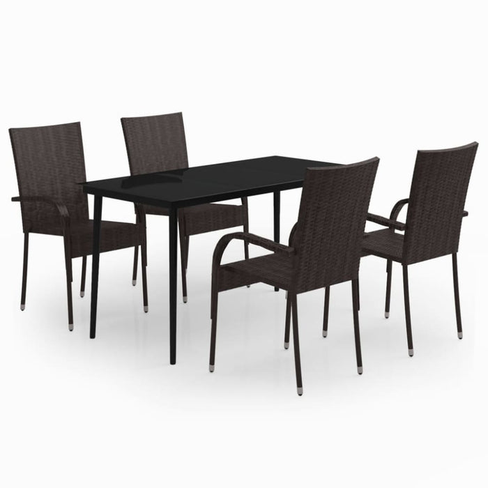 5 Piece Garden Dining Set Brown and Black Tbkkabt