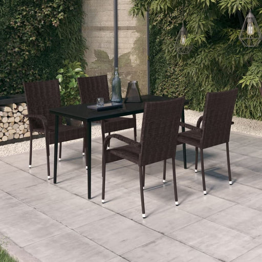 5 Piece Garden Dining Set Brown and Black Tbkkabt