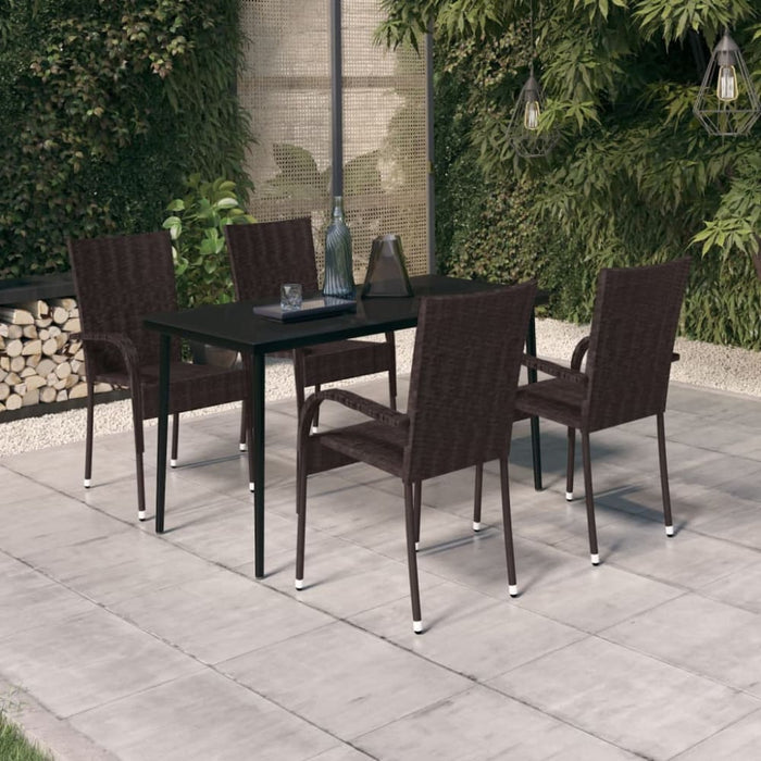 5 Piece Garden Dining Set Brown and Black Tbkkabt