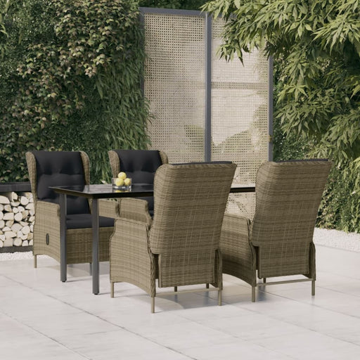 5 Piece Garden Dining Set Brown Poly Rattan Toplikn