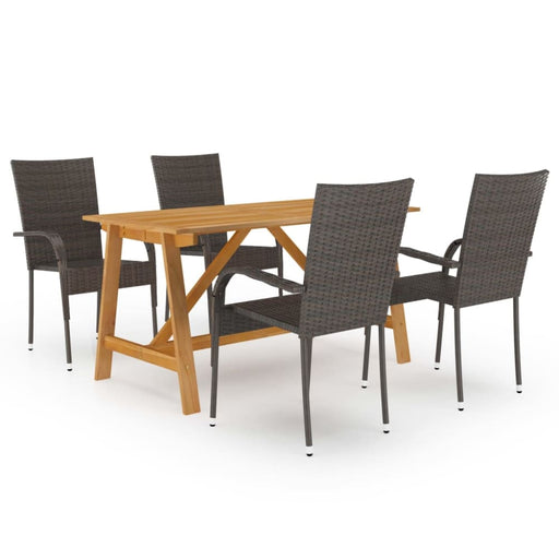 5 Piece Garden Dining Set Brown Tblniak