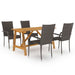 5 Piece Garden Dining Set Brown Tblniak