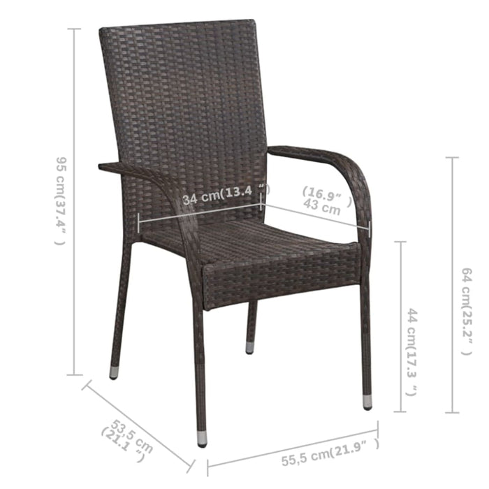 5 Piece Garden Dining Set Brown Tblniak