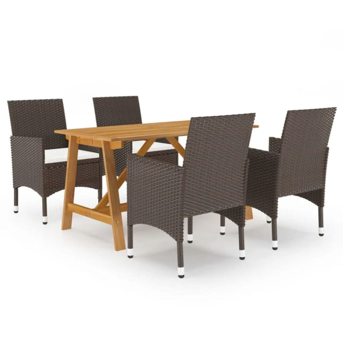 5 Piece Garden Dining Set Brown Tblnitn