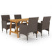 5 Piece Garden Dining Set Brown Tblnitn