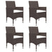 5 Piece Garden Dining Set Brown Tblnitn