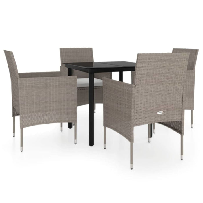 5 Piece Garden Dining Set with Cushions Beige and Black