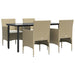 5 Piece Garden Dining Set with Cushions Beige and Black