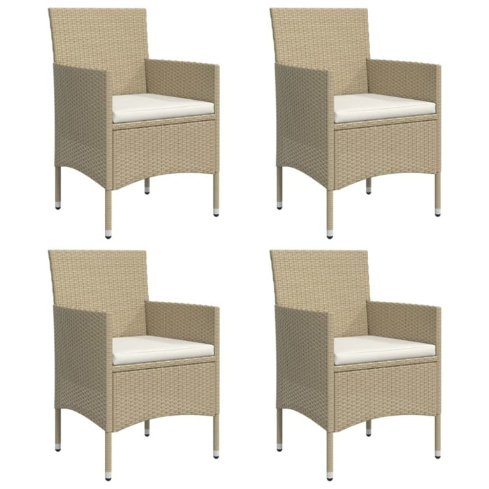 5 Piece Garden Dining Set with Cushions Beige and Black