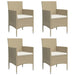 5 Piece Garden Dining Set with Cushions Beige and Black