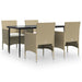 5 Piece Garden Dining Set with Cushions Beige and Black